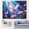 2D plane pink butterfly flower dreamy background fabric party decoration banner background fabric polyester fiber