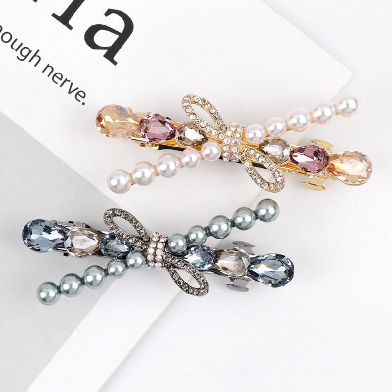 Korean Style Pearl Bow Hair Clip Women Claw Elegant Half-Up Hairstyle Accessory Zinc Alloy