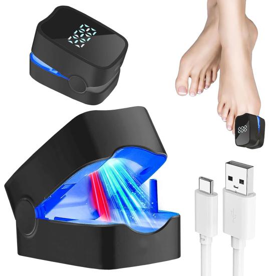 Portable Nail Therapy Lamp 910nm Infrared & 407nm Blue Light for Toenail Health Nail Fungus Treatment Device for Thick Damaged Nails