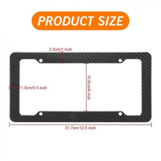 2Carbon Fiber Black License Plate Frame Tag Cover & Screw Caps Auto Accessories