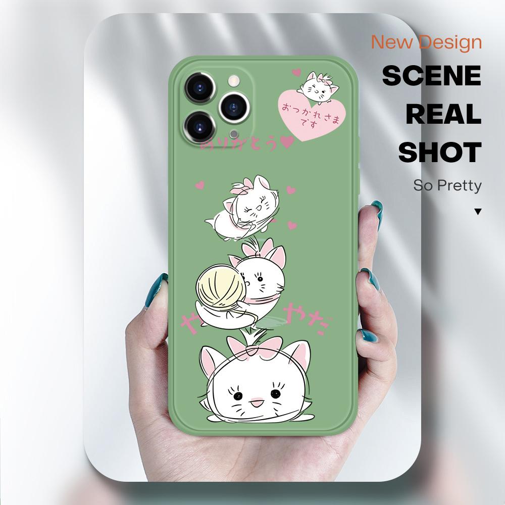 Милый чехол для телефона с милыми кошками для iPhone 15, 14, 13, 12, 11, Samsung Galaxy S23 S22 A52 A52S, мягкие квадратные жидкие силиконовые чехлы с полной защитой