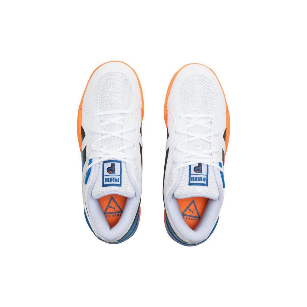 Puma Trc Blaze Court Nyc Удобные Универсальные Нескользящие Прочные Баскетбольные Кроссовки Средней Высоты Мужские кроссовки Белые Синие Оранжевые 379218-01