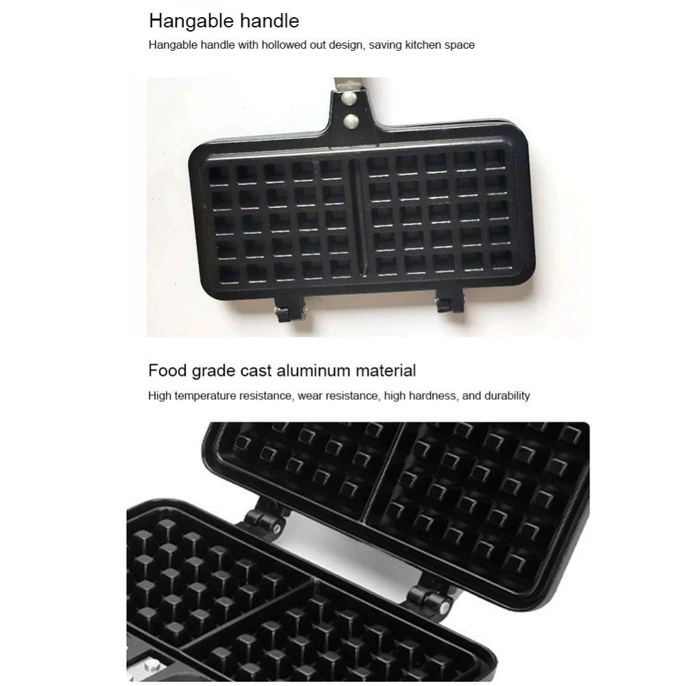 Long Handle Waffle Baking Pan Rectangle Toast Frying Pan Waffle Maker Machine Kitchen Cookware