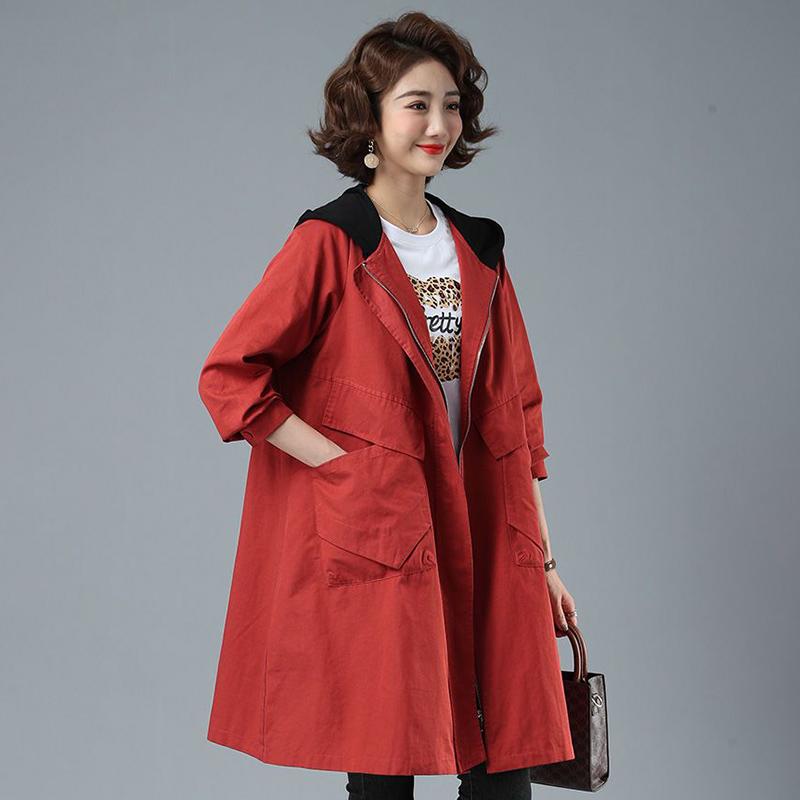 Windbreaker Jackets Women Mid-length Loose Oversized Windproof Jacket Casual Versatile Hooded Windbreaker Jacket