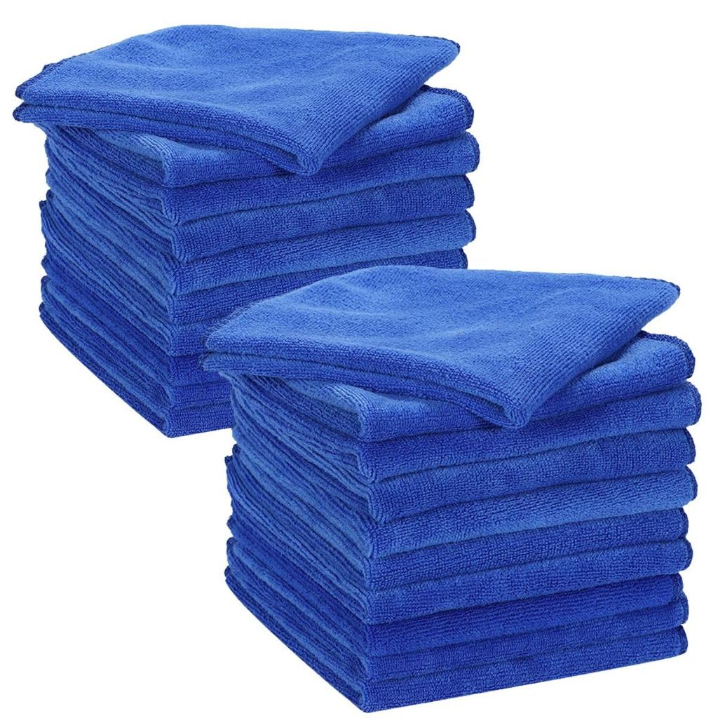 Мини-набор из 20 полотенец для мытья автомобиля, 30 x 30 см, синее полотенце из микрофибры, салфетка из микрофибры, суперабсорбирующая, быстросохнущая салфетка для мытья автомобиля, протирочное полотенце для мытья автомобиля