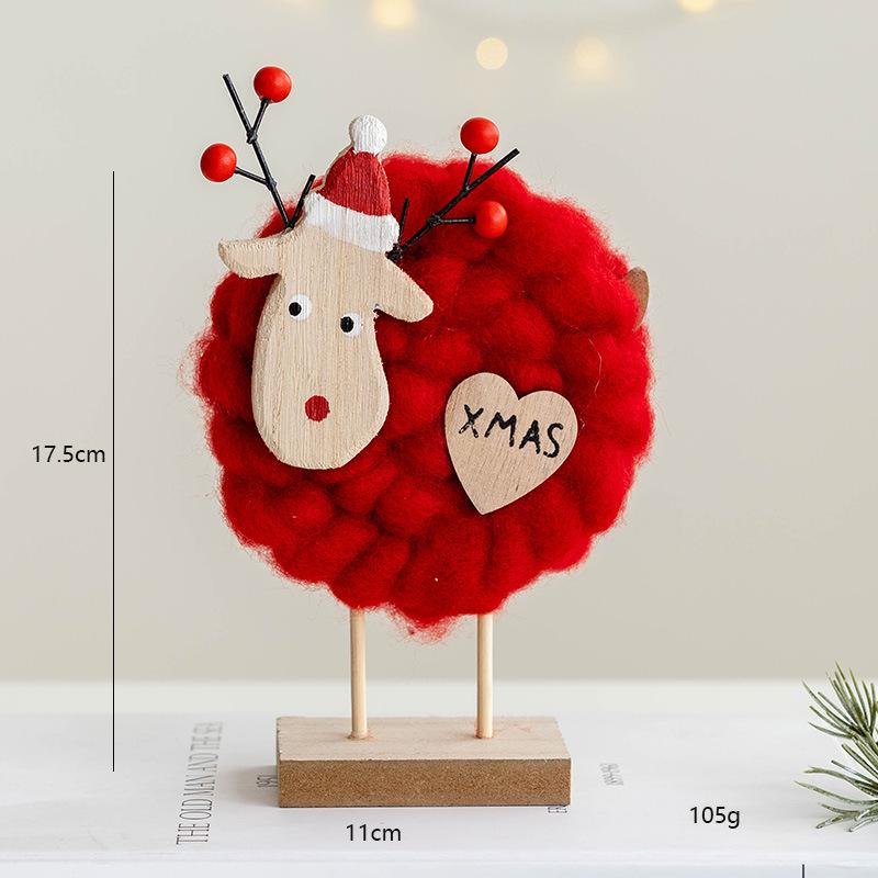 Wool Felt Nordic Ornaments Wood Christmas Tree Elk Old Man Snowman Sheep Felt Ornaments Xmas Decorations For Home Doll Decor