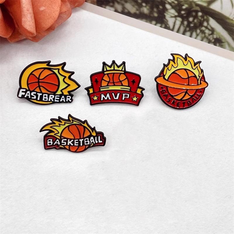 Эмалевые значки Fastbrear MVP Баскетбольные Значки на лацкан Custom Fire Баскетбольный Значок Корона Мяч Кольцо Чемпион Украшения для Рюкзака Подарки