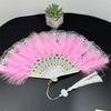 Lolita Feather Fan with Pendant Dance Performance Fans Fashion Feather Folding Fan  Wedding Gift