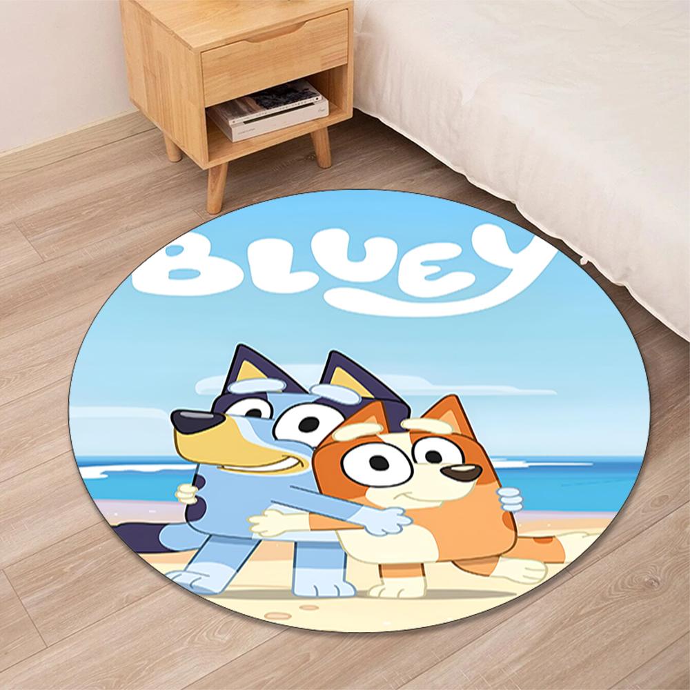 Bluey Printed Round Rug Carpet Chair Rug Area Rug Entryway Doormats,for Office Chair Living Room Bedroom Kitchen Room.