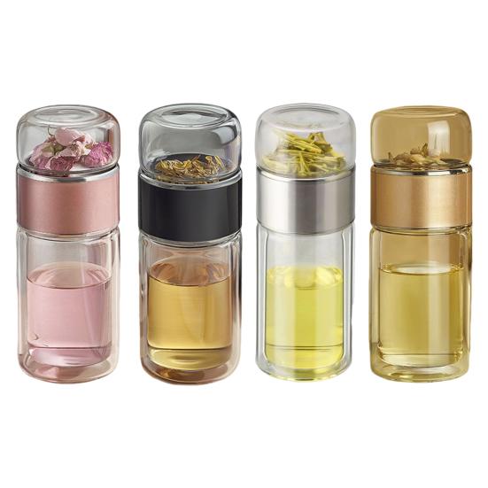 Стеклянный чайник для заваривания чая с двойной изоляцией, герметичная переносная дорожная чашка для чая с фильтром, разделение воды для чая, подарок любителям чая