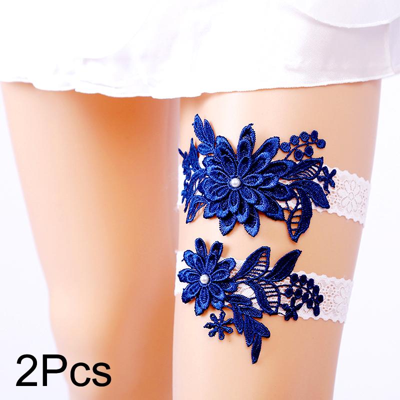 2 шт. свадебные подвязки для невесты кружевные цветы искусственный жемчуг эластичная петля для ног элегантная подвязка для бедра свадебное платье аксессуары
