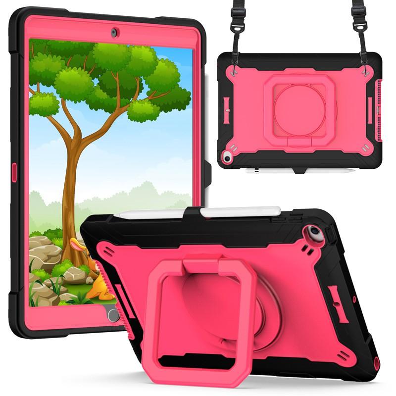 Silicone Kickstand Case IPad 8th Gen 10.2 Inch With Detachable Wrist Strap Shockproof Anti-Fingerprint Dual-Tone Design