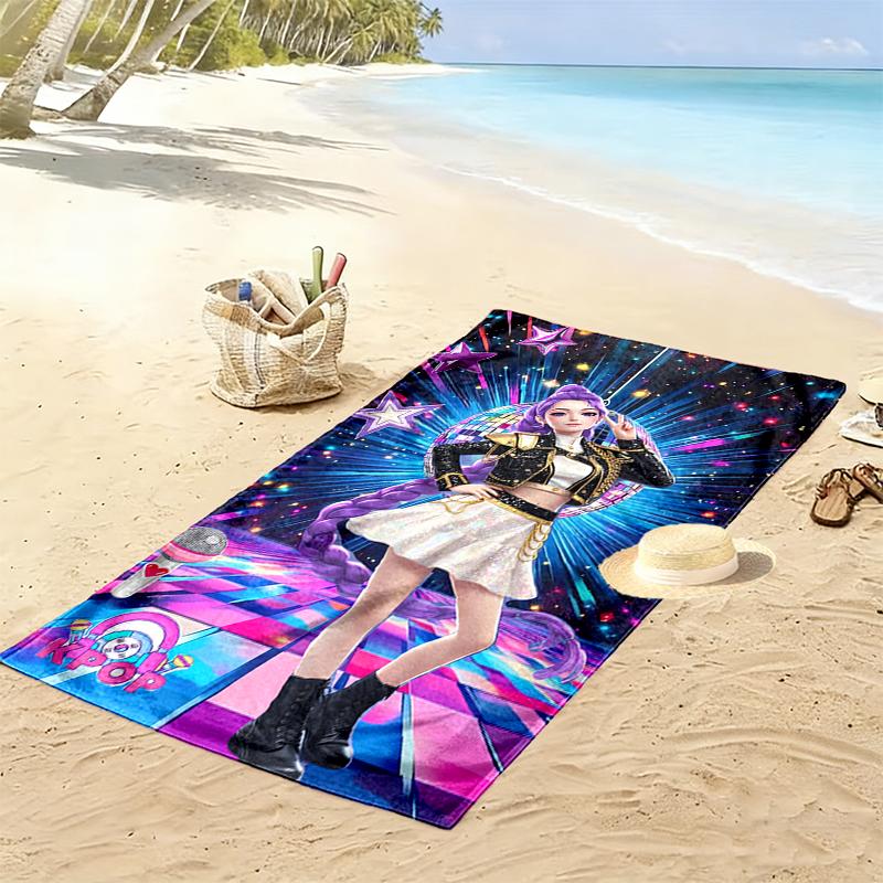 1pc Kpop Demon Hunters Beach Towel Ideal Birthday Gift For Family, A Vibrant Beach Towel Suitable for Outdoor Activities