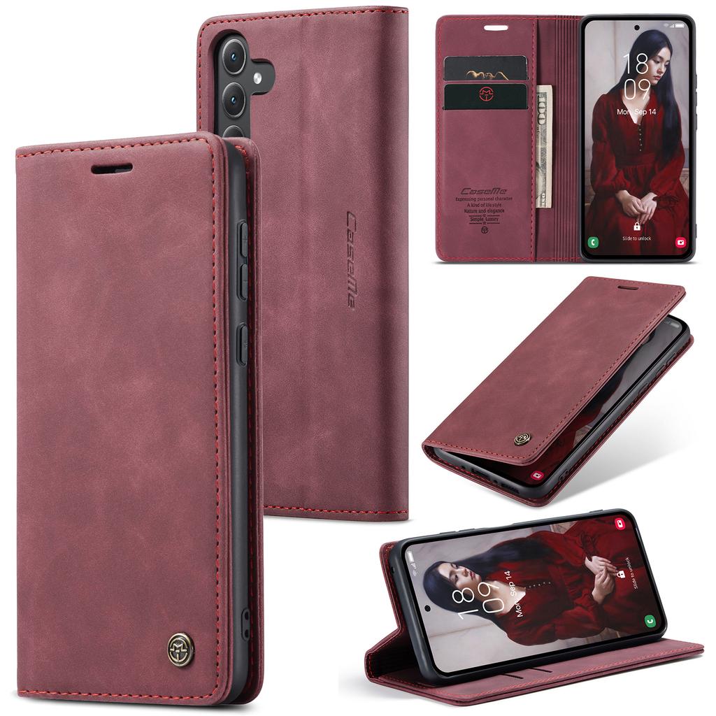 CASEME 013 Series For Samsung Galaxy A35 5G Case Stand Magnetic PU Leather Phone Cover