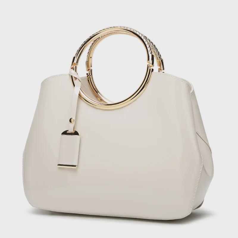 2024 Блестящая лакированная кожаная свадебная сумка через плечо