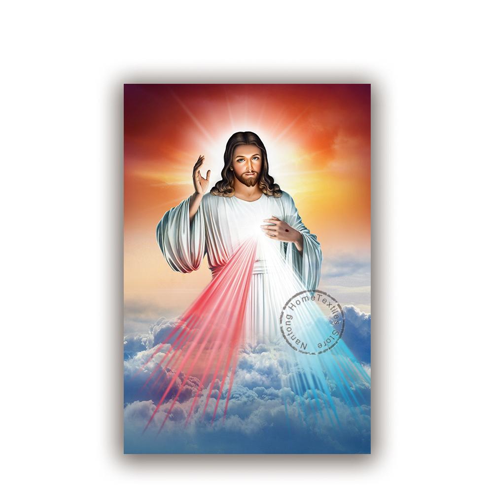 Христос Иисус Холст Картина Религиозный постер Священное Сердце Иисуса Настенная живопись Плакаты и принты Настенный постер Домашний декор