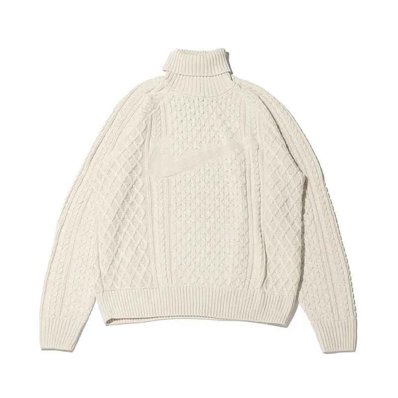 Nike Textured Knit Turtleneck Sweater Men Tops Light-Bone FB7771-072