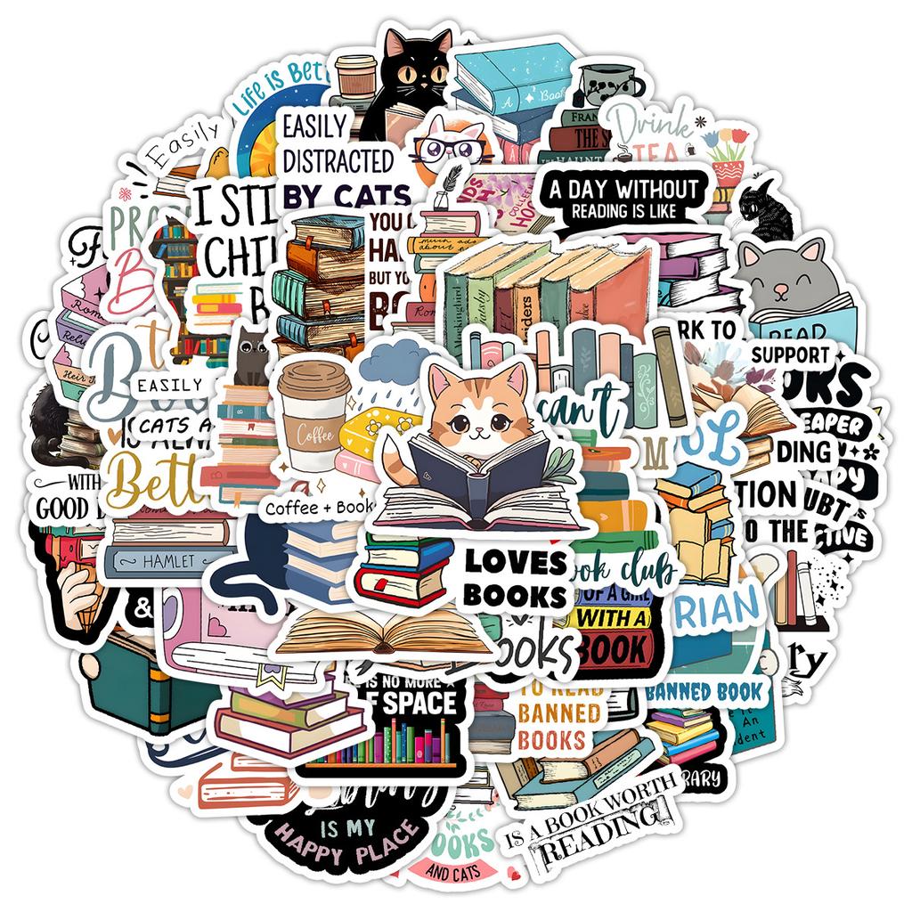 50 Книг для чтения Граффити Наклейки Креативные Наклейки на книги Наклейки Водонепроницаемые Декоративные наклейки для чашки для воды, чемодана