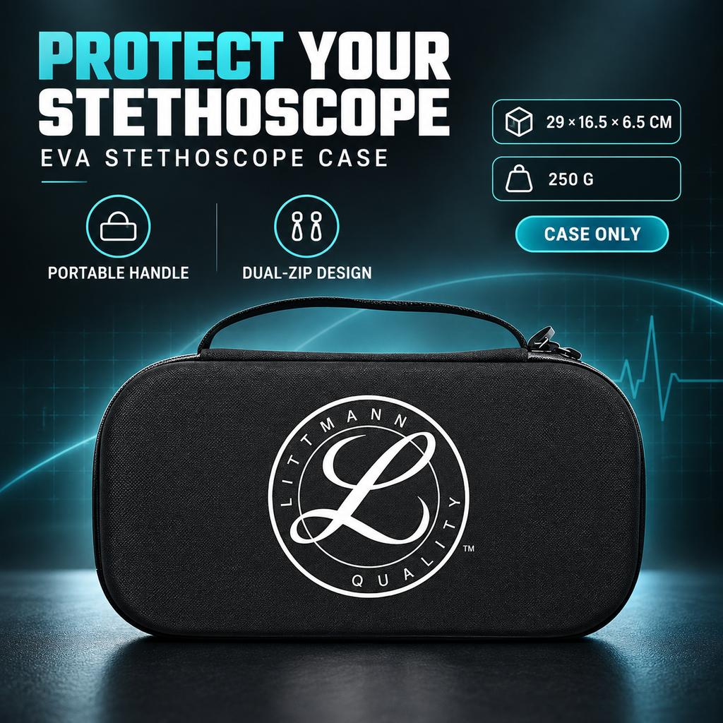 Stethoscope Carrying Case, EVA Hard Shell, Shockproof Travel Storage Pouch, 29 x 16.5 x 6.5 cm