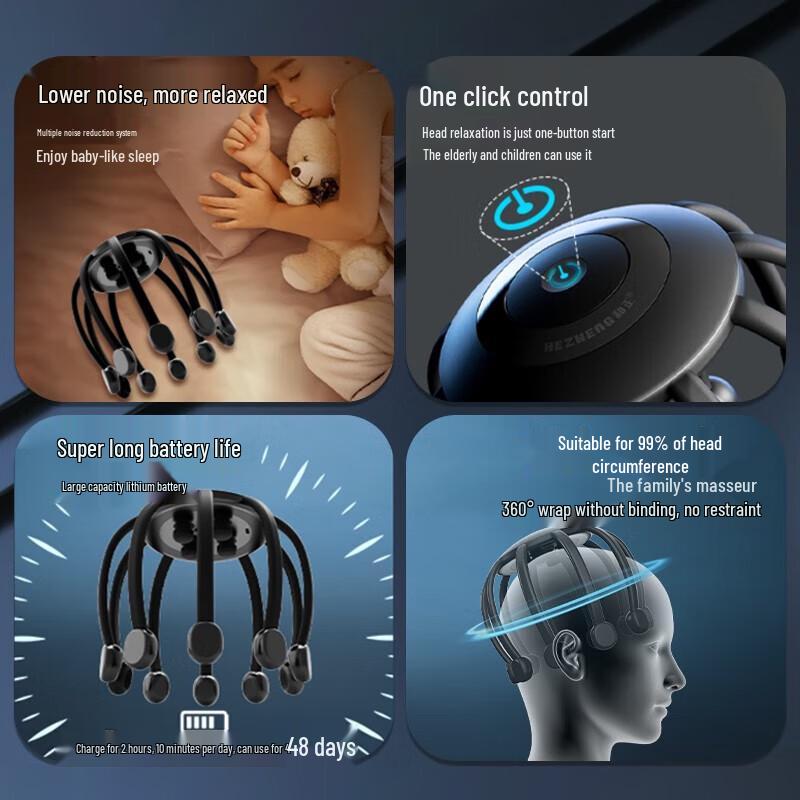 Hezheng Wireless Head Scalp Massager with Bluetooth Music CN plug (adapter included)