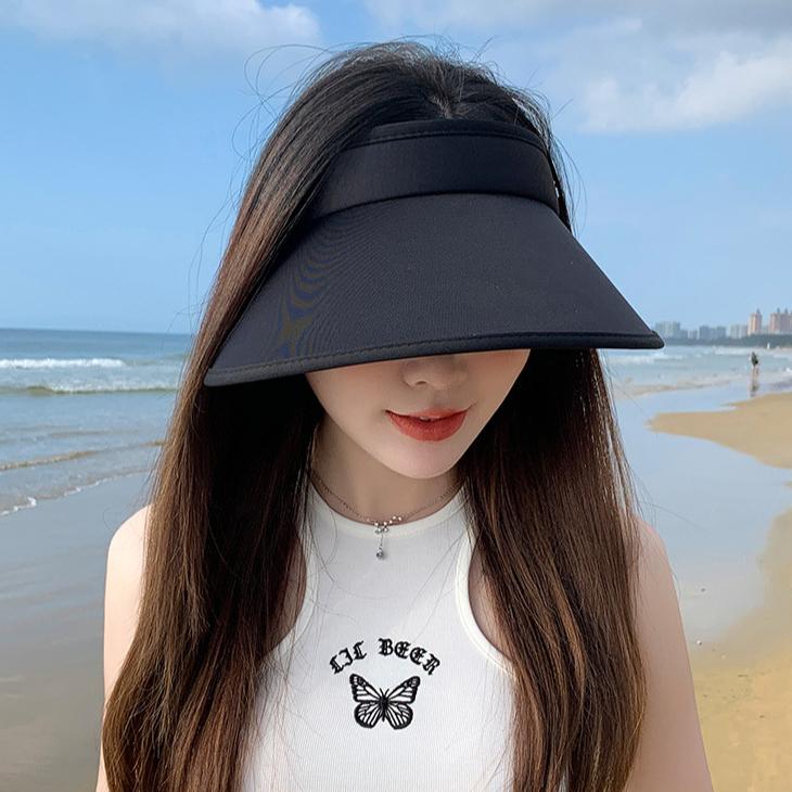 Summer Empty Top Sun Hat Women Double Shade UV Protection Large Brim Visors Korean Girls Fashion Versatile Color Match Beach Cap