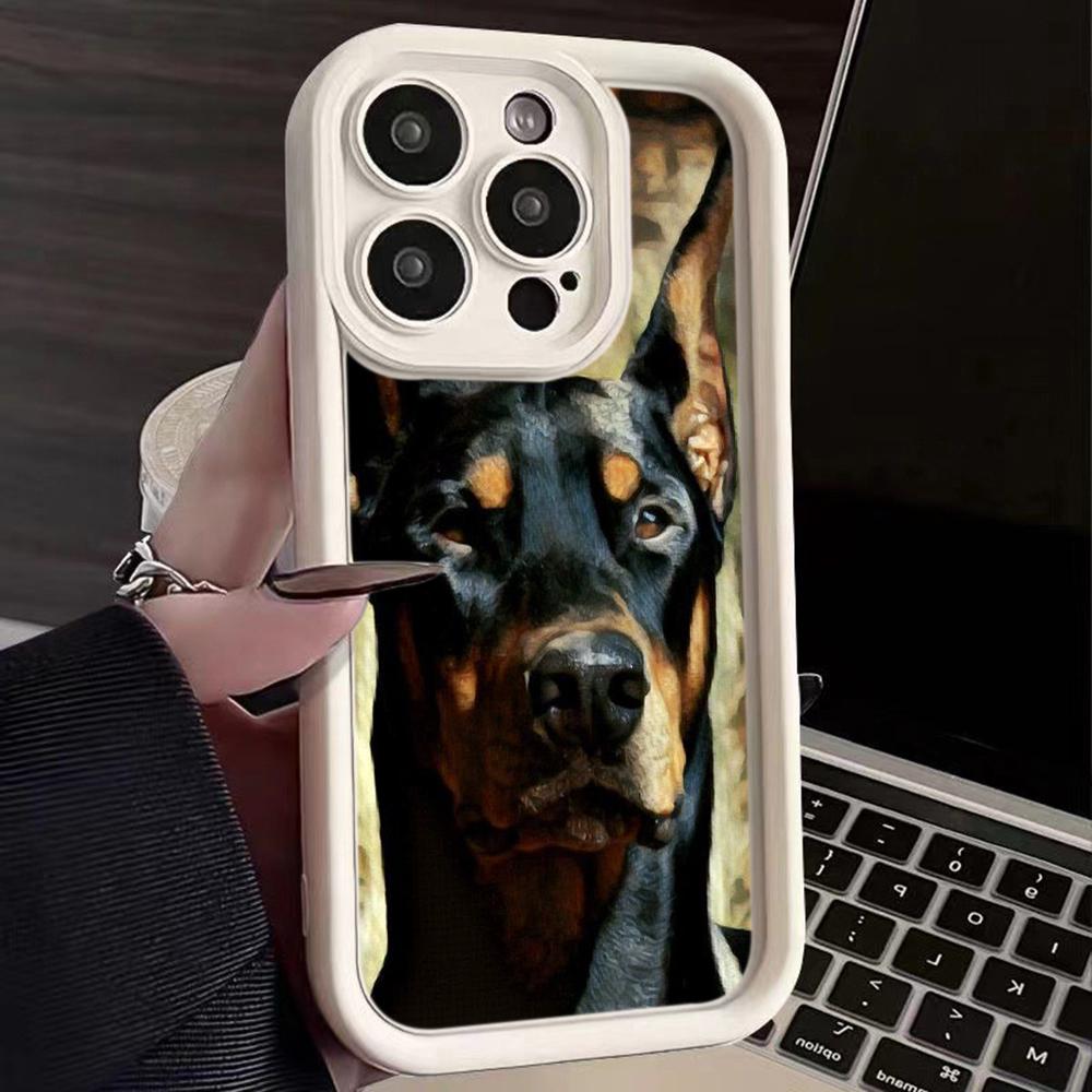 Мягкий чехол из ТПУ с ангельскими глазками для Samsung A10 A30 A50 A13 A23 A53 A14 A24 A34 A54 A15 A25 A35 A55 S20 S23 FE S24 Ultra Ae52 Animal Dog Doberman art