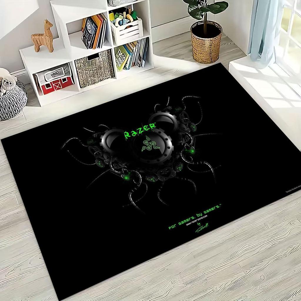 Модный ковер с логотипом Razer в стиле мото-арт для спальни, гостиной, дивана, домашний придверный коврик, большой детский нескользящий напольный коврик