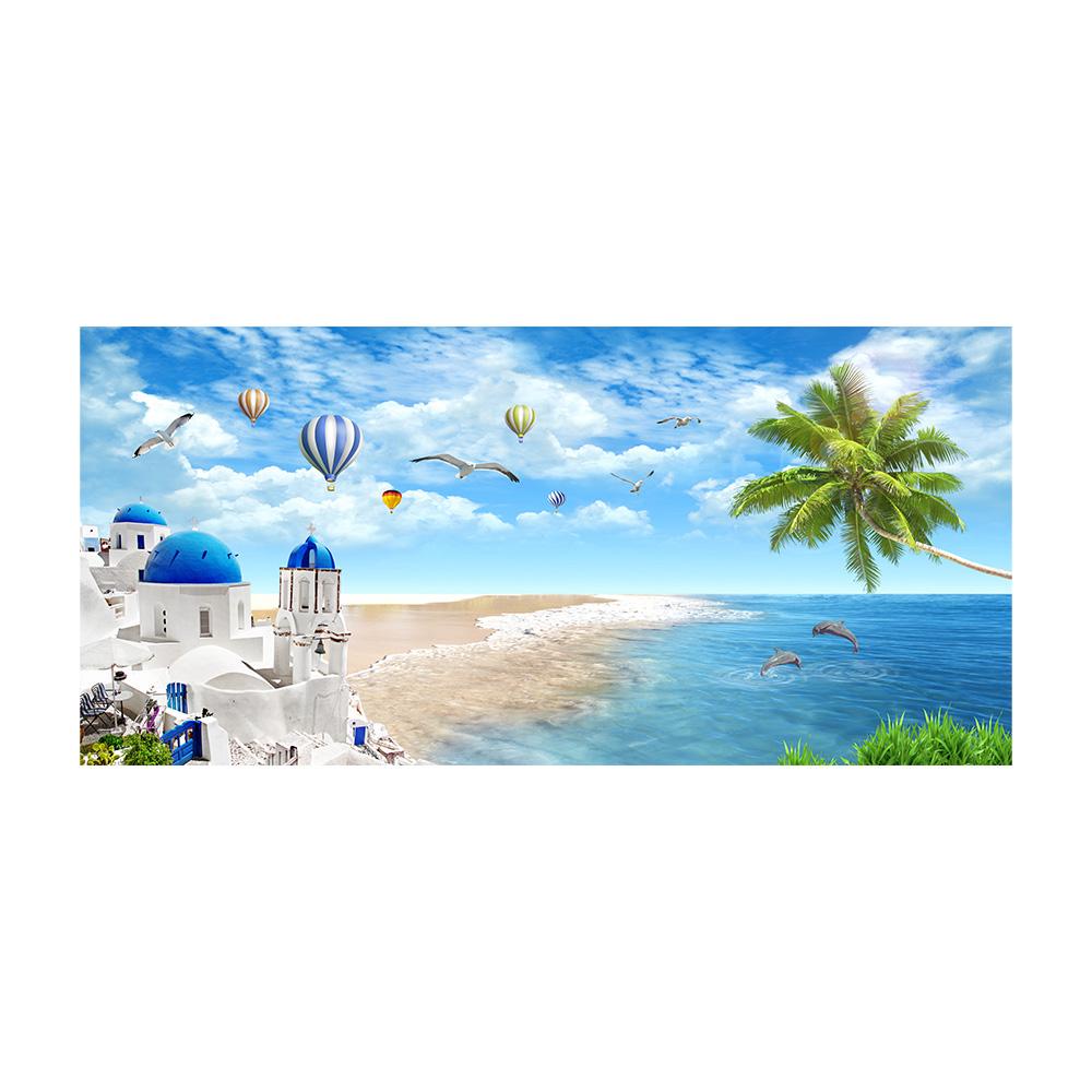 Nordic Blue Seascape Santorini Canvas Painting Wall Art Landscape of Blue Sea and Sky Posters and Prints for Living Room Home