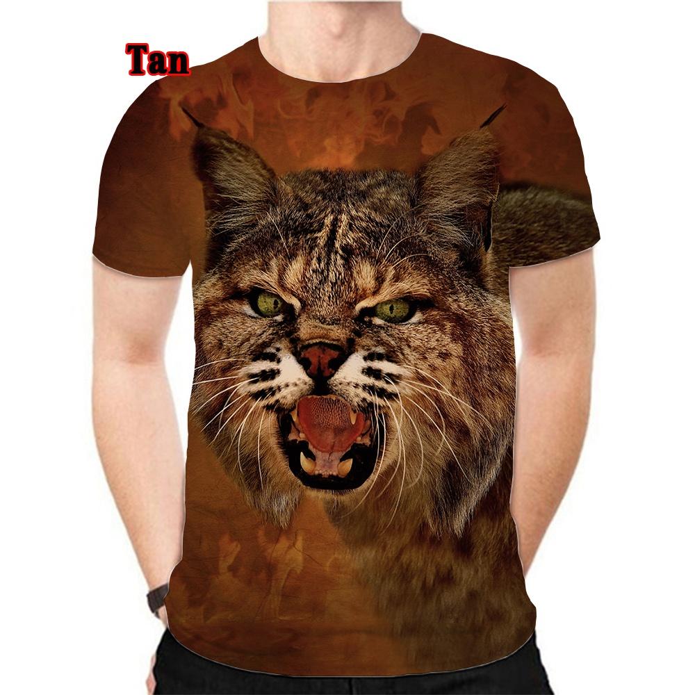 Футболка мужская и женская весна/лето с принтом 3D Animal Lynx Harajuku Streetwear с коротким рукавом унисекс в стиле хип-хоп XS-5XL