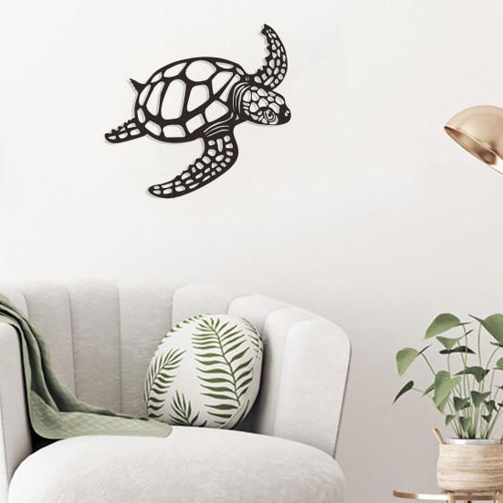 Металлическое украшение на стену в виде черепахи Черноморская черепаха Настенное искусство Орнамент Прибрежное настенное украшение для пляжного дома Декор комнаты на морскую тематику