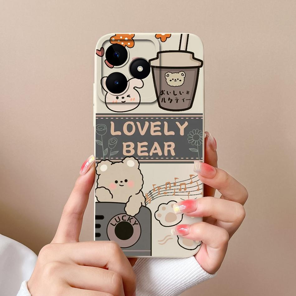 Простой Чехол для Realme Note 50 Стиль Leisure Полная Защита Ударопрочная Задняя Крышка Мягкий Жидкий Силикон Модель RMX3834 Чехол