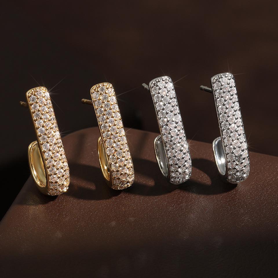 Серьги High-End в стиле хип-хоп с полым дизайном и бриллиантами, не выцветают, простые серьги-кольца для женщин