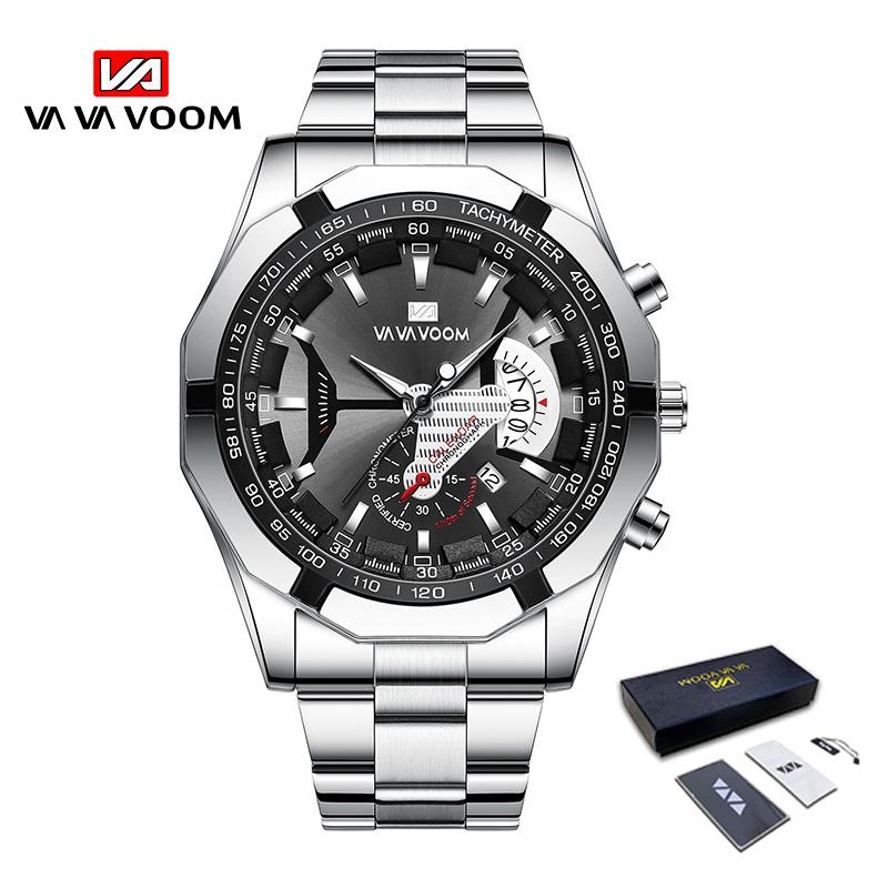 VA VA VOOM Men's Watches Top Brand Luxury Men Wrist Watch Luminous Quartz Watch Sports Waterproof Male Clock Fashion Watch Relogio Masculino With Box