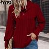Women's Fashion Casual Fall Winter Solid Color Print Long Sleeve High Waist Pullovers & Long Sleeves