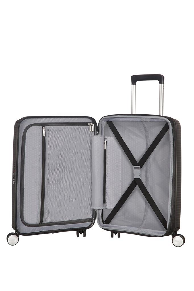 Чемодан-чехол Sound Box Spinner TSA EXP Guaranteed 35 л 55 см Base Black [American Tourister] 55/20 Ручная кладь 2,6 кг