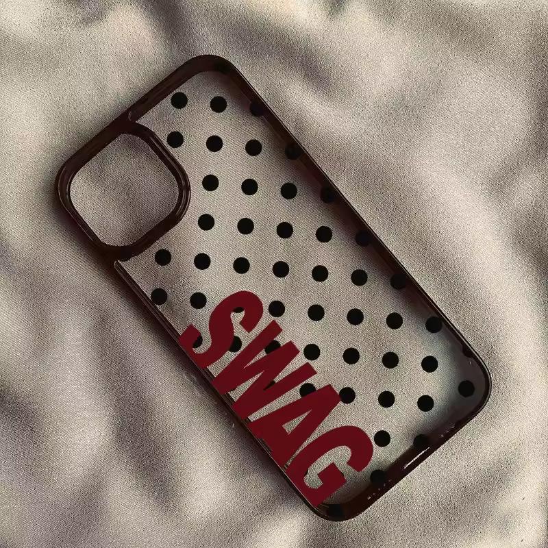 Креативная Буква Swag Название Черный Горошек Чехол для Телефона Для iPhone 17 16 15 14 13 12 11 PRO MAX 17air 16e XR XSMAX 7 8 PLUS Чехол
