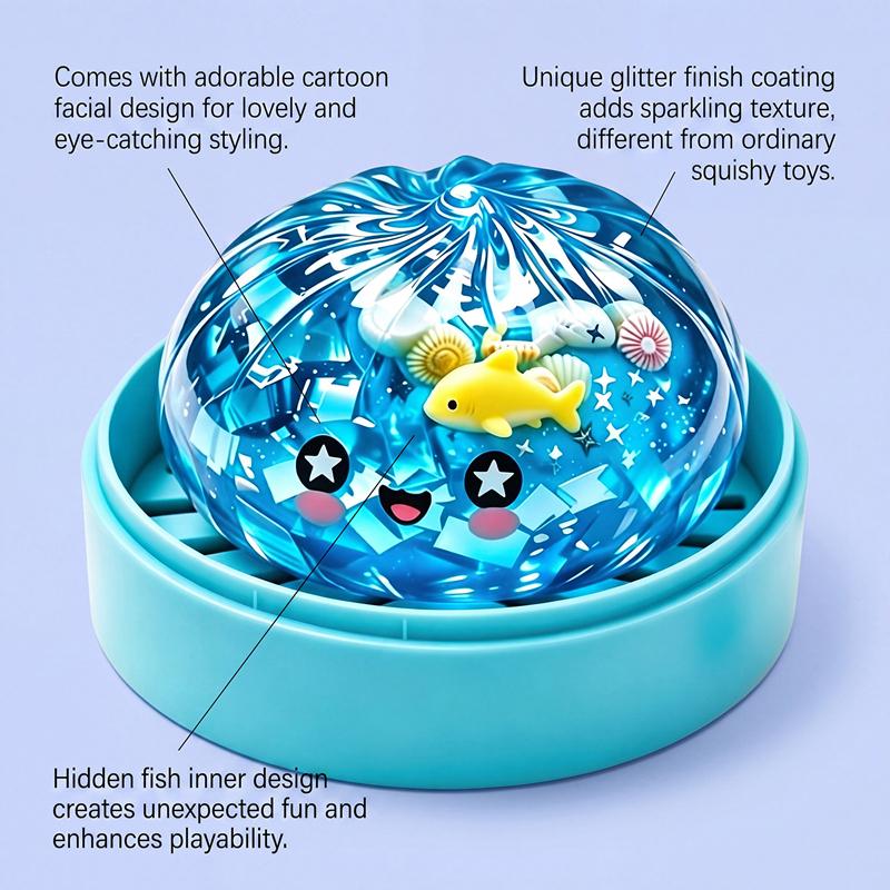 Ocean Halloween Ghost DumplingsToy Soft Slow Resilience Squishy Toy Fidget with Steamer Steamed Stuffed Bun Squishy Pinch Le
