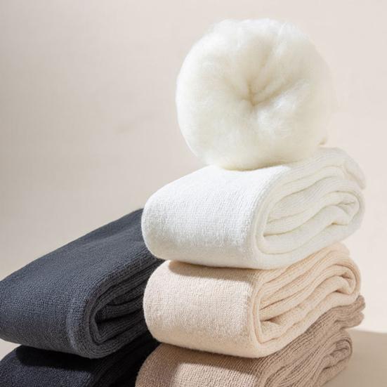 1 пара женских зимних носков выше колена, противоскользящие шерстяные однотонные теплые утолщенные чулки, теплые носки для разных случаев