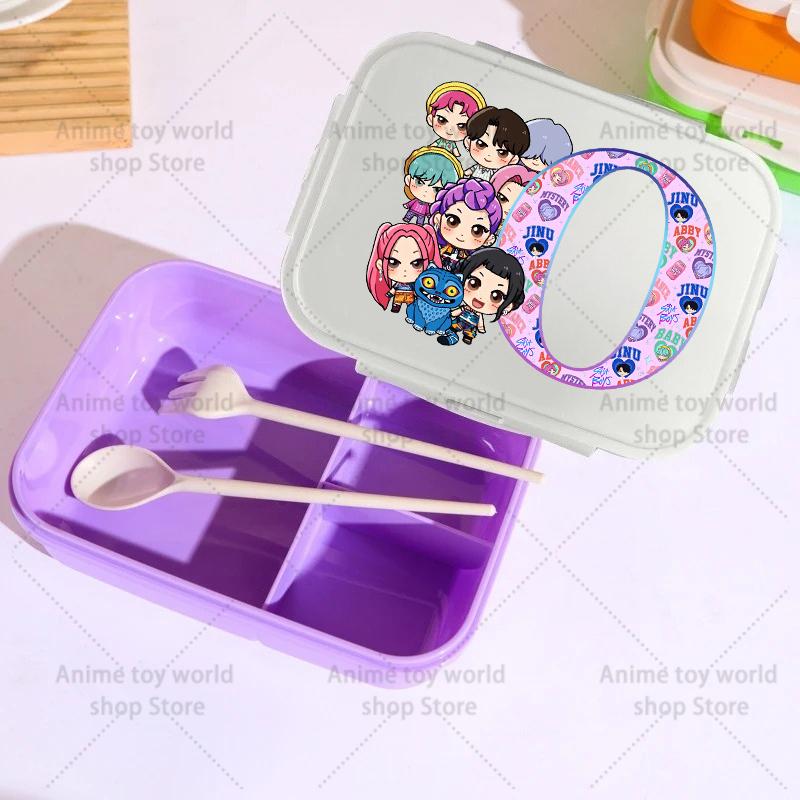 26letters KPop Demon Hunters Lunch Box Girl Boy Portable Bento Boxs Student Hermetic Food Crisper Single Layer Capacity Kid Gift