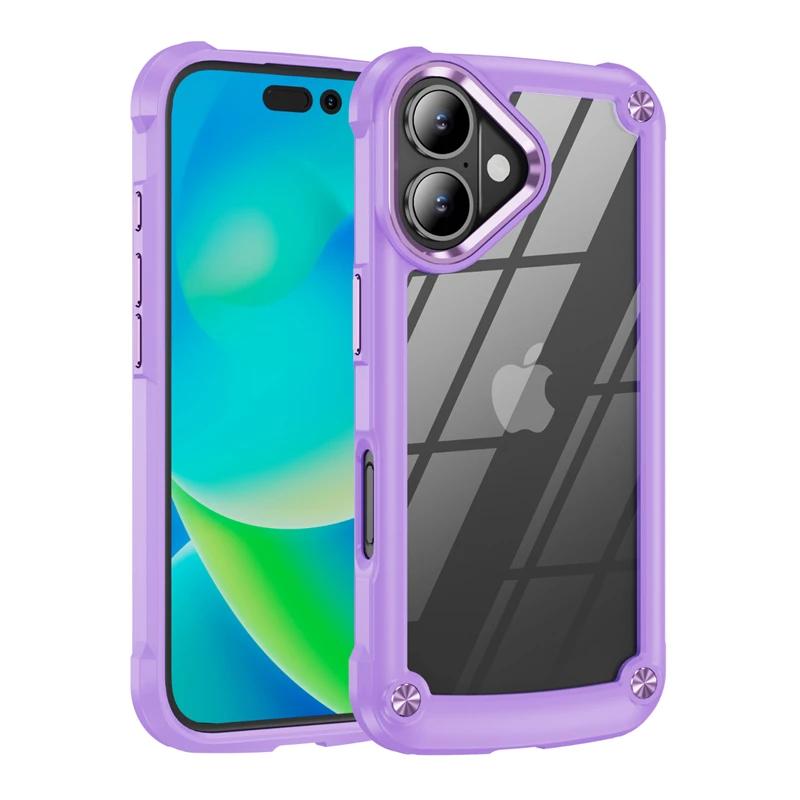 Прочный противоударный бронированный бампер для iPhone 16 15 14 13 12 11 Pro Max 16Plus с мягкой рамкой из ТПУ, гибридная прозрачная задняя крышка
