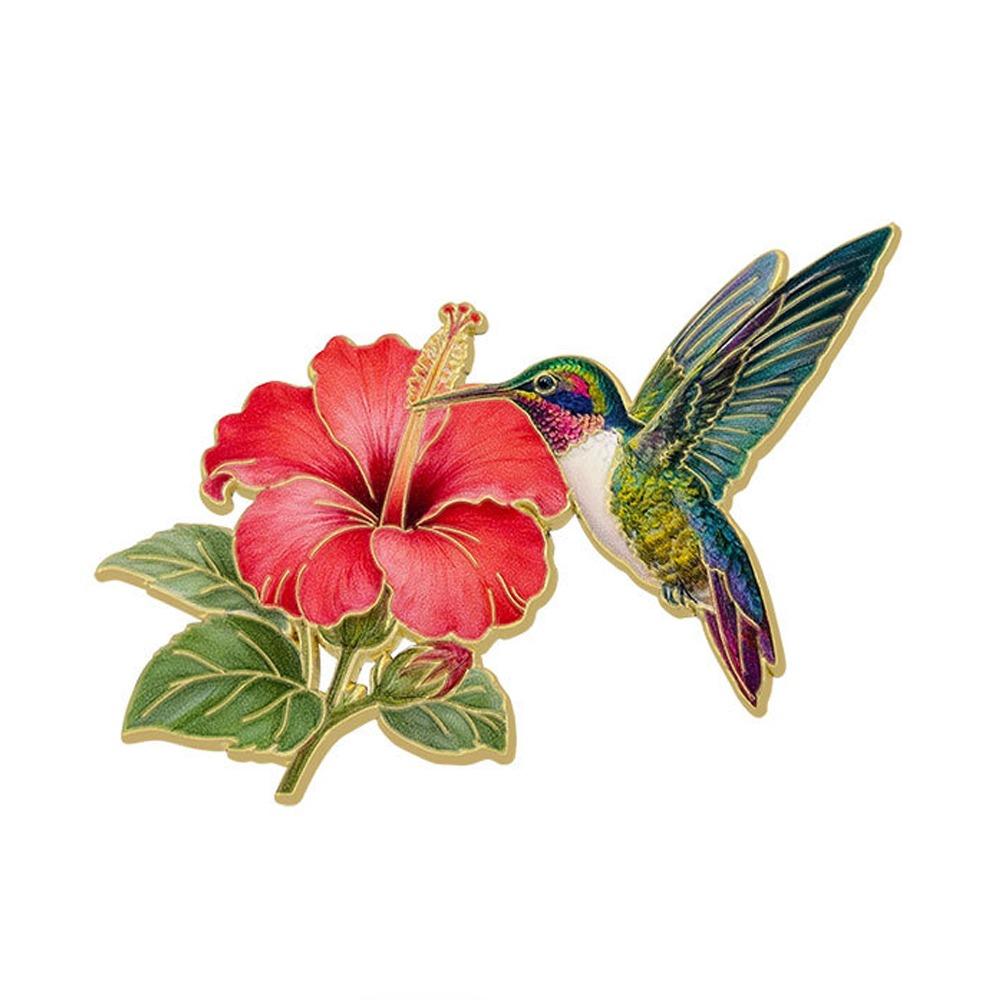 Chinese Style Hummingbird Flower Enamel Pin Colorful Luxury Bird Badges Backpack Clothes