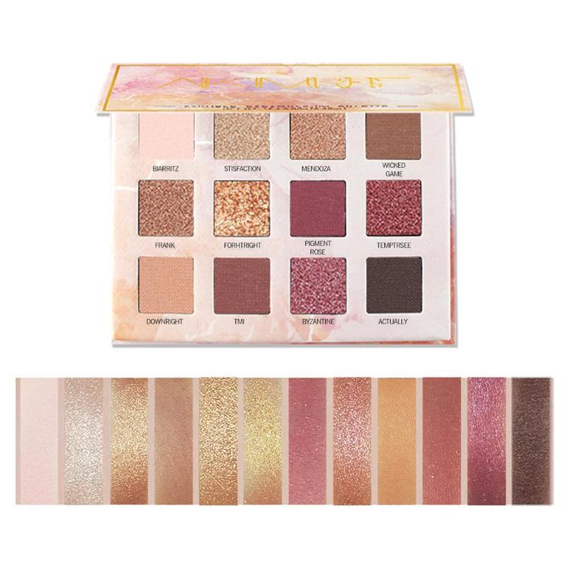 12-цветная палитра теней для век с блестками, долговечные матовые, металлические мерцающие тени для век, водонепроницаемые
