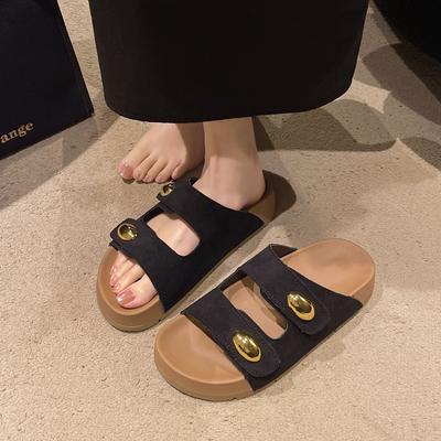 Модная корейская версия простой повседневной верхней одежды, толстая подошва, липучка, интернет-знаменитость Boken, крутые тапочки, новинка лета 2025