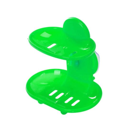 Bathroom Double-Layer Suction Wall-Mounted Soap Dish Soapbox Drying Holder Shelf