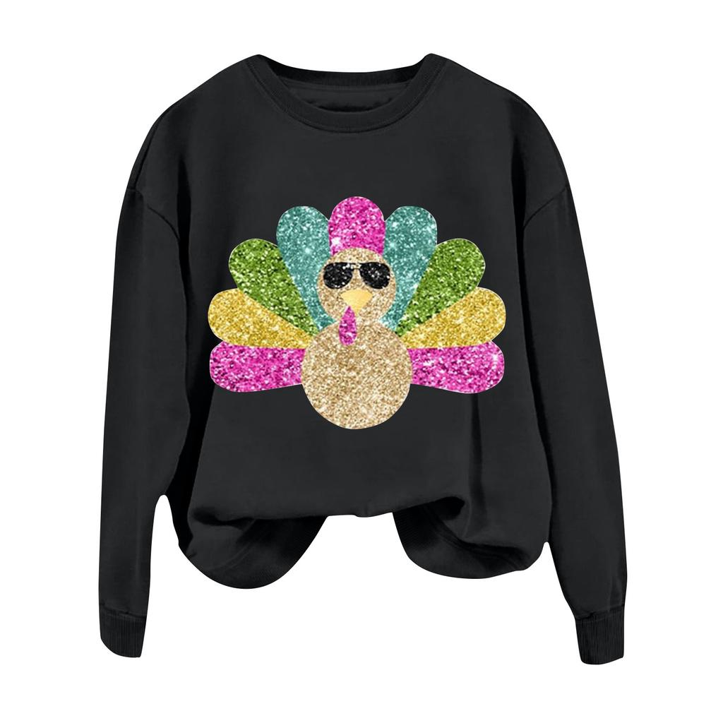 Женская повседневная мода День благодарения с принтом длинный рукав O-образный вырез пуловер толстовки