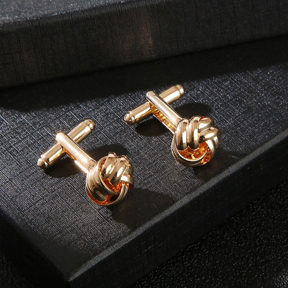 Alloy Alloy Cufflinks Gold Silver Black Shirt Suit Cuff Links Elegant Style Knot Men