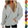 Women's Casual Fashion Long Sleeve Solid Color Zip Pullover Hoodies Sweatshirt Top