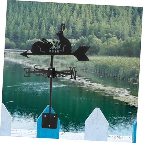 VICASKY Retro Iron Weather Vane with Rabbit, Garden Patio Roof Wind Direction Decor