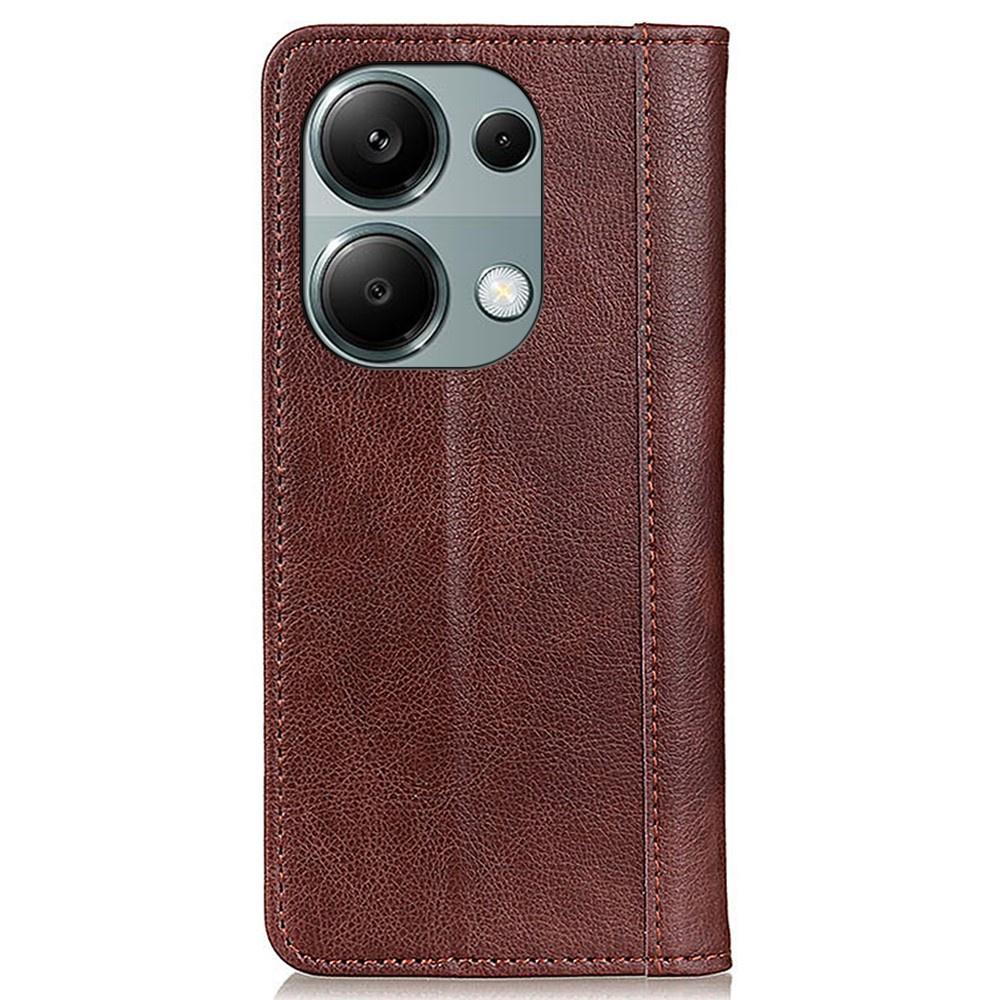 Case for Xiaomi Redmi Note 13 Pro 4G / Poco M6 Pro 4G, Wallet Litchi Leather, Brown