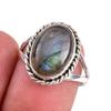 Ювелирное кольцо из стерлингового серебра 925 пробы с натуральным лабрадоритом, размер 7 v4T91